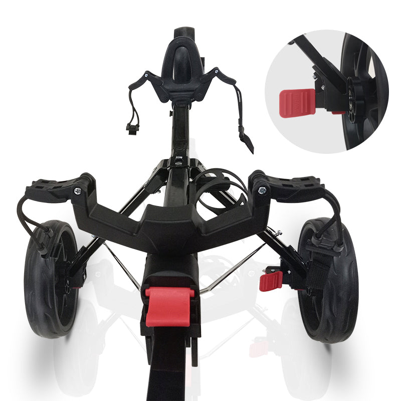 GolfRolfe 14385 Premium Golf Trolley in schwarz mit grünen Reifen