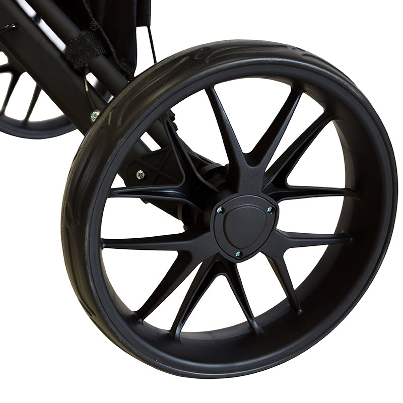 GolfRolfe 14408 Premium Golf Trolley in schwarz mit schwarzen Reifen