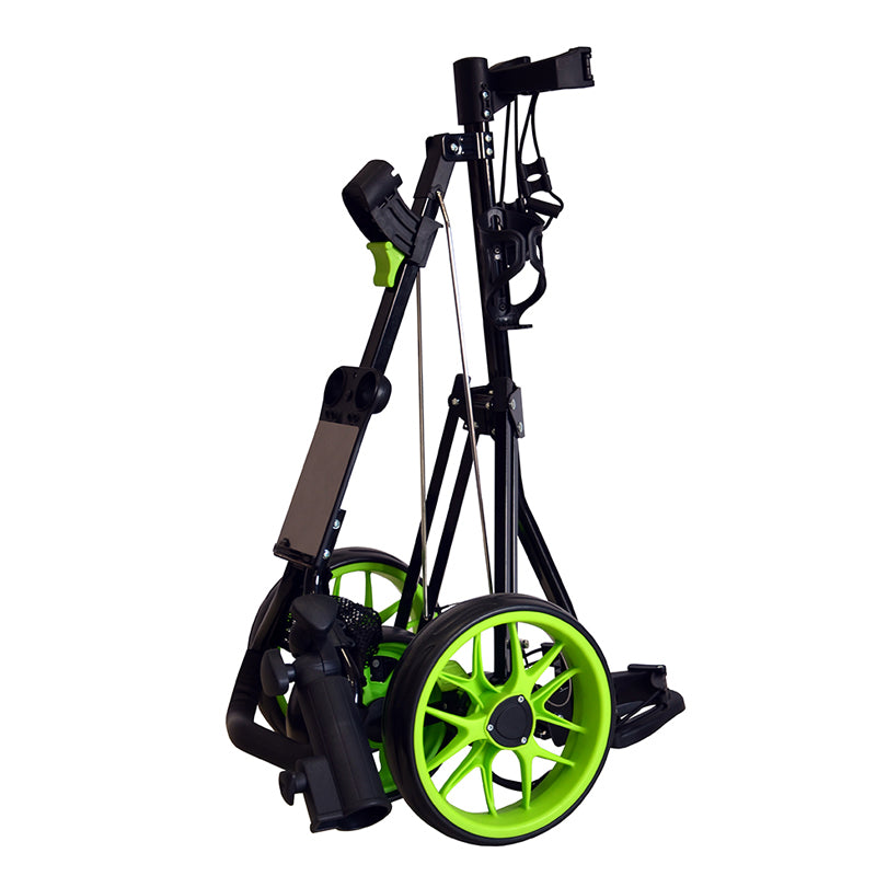 GolfRolfe 14408 Premium Golf Trolley in schwarz mit schwarzen Reifen