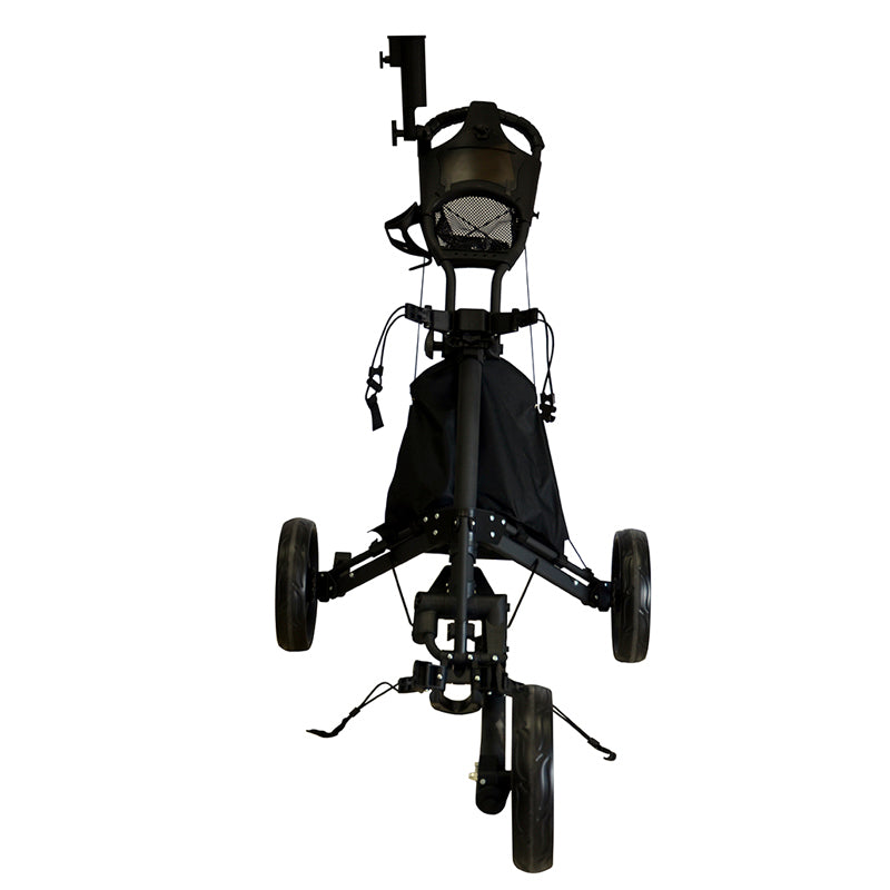 GolfRolfe 14408 Premium Golf Trolley in schwarz mit schwarzen Reifen