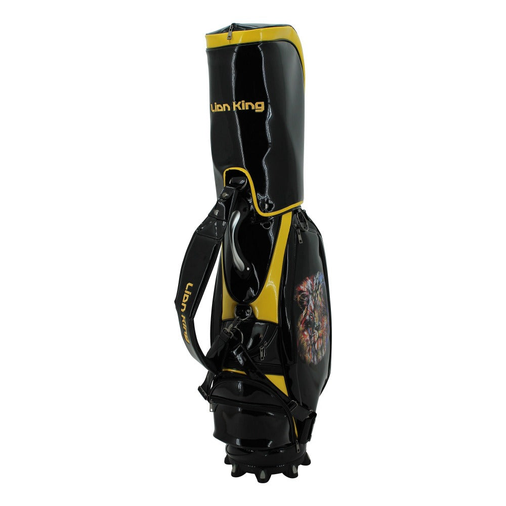 GolfRolfe 14415 Premium Golftasche Cartbag Caddybag in schwarz Lackleder mit Löwe