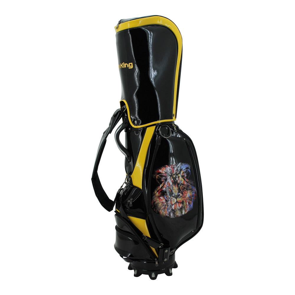 GolfRolfe 14415 Premium Golftasche Cartbag Caddybag in schwarz Lackleder mit Löwe